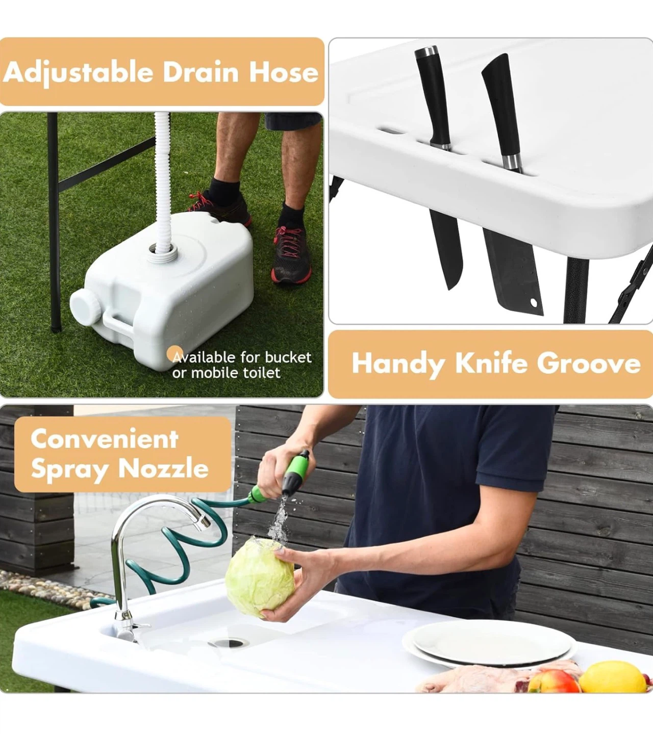 Folding Cleaning Table with Sink and Spray Nozzle - photo 5