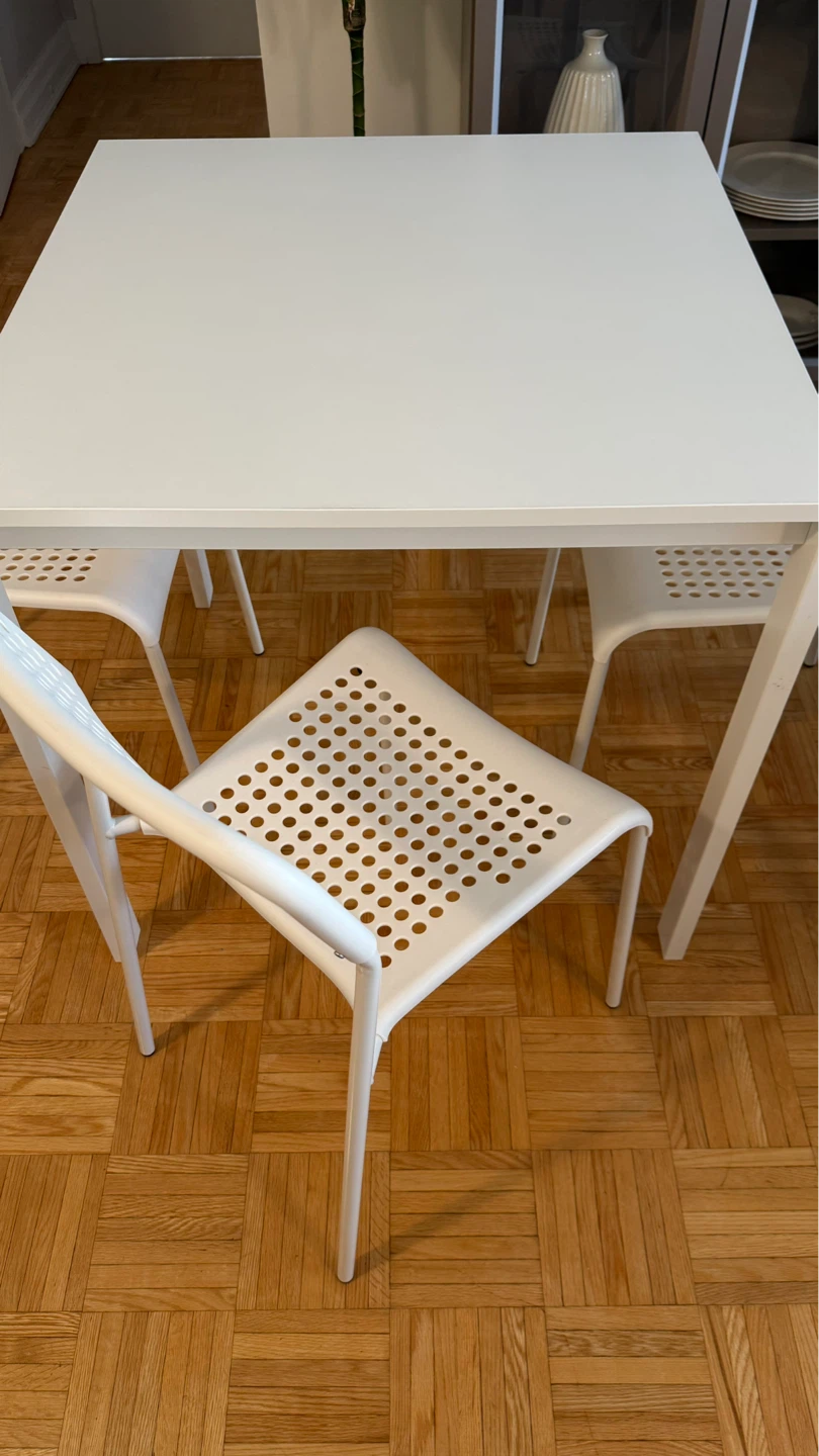 White ikea VIHALS kitchen Table Set with 3 Chairs - photo 3