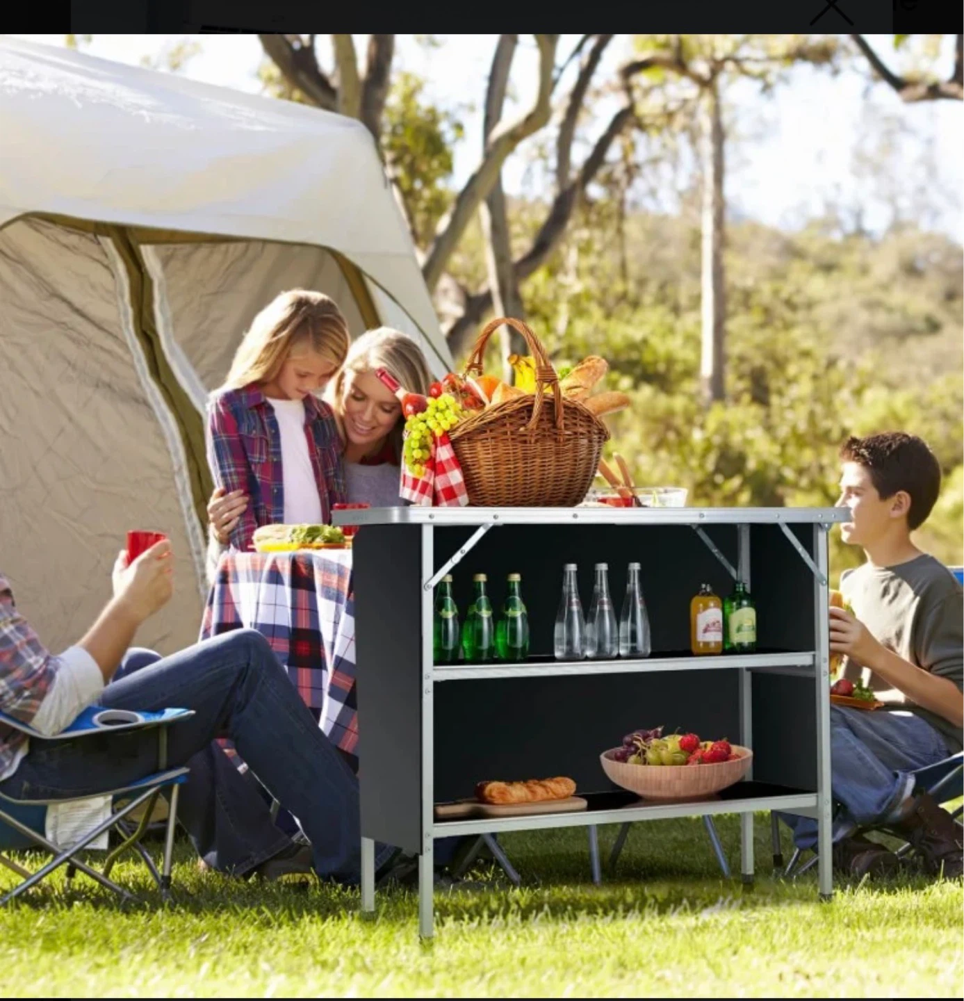 Portable Folding Bar Table with Shelves - photo 3
