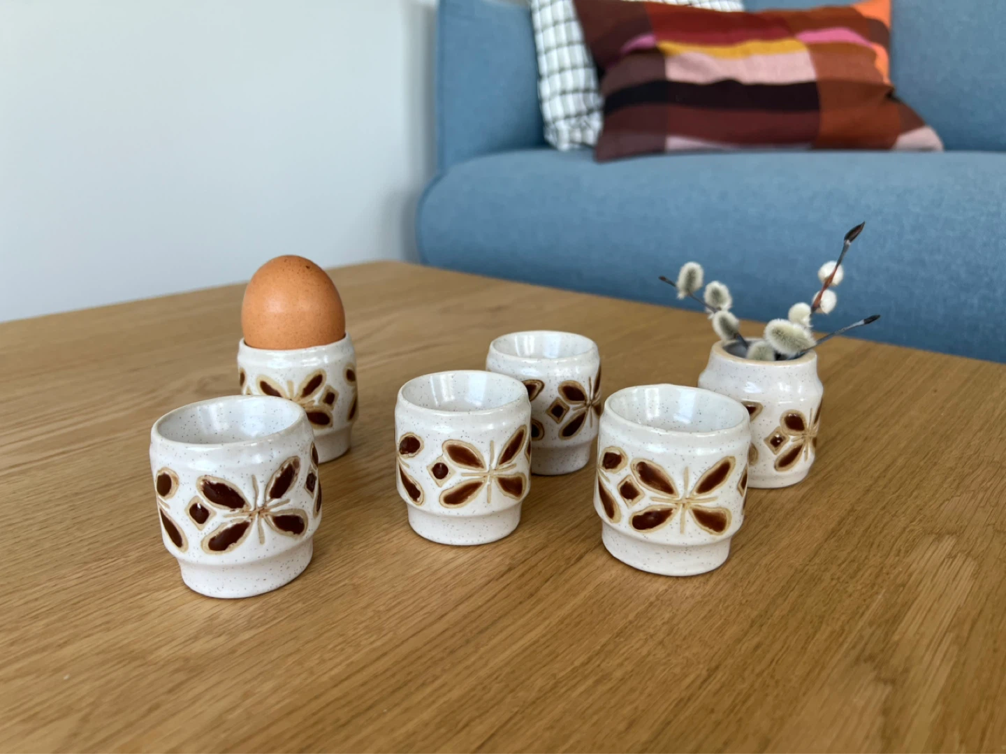Set of 6 Vintage Japanese Ceramic Egg Cups