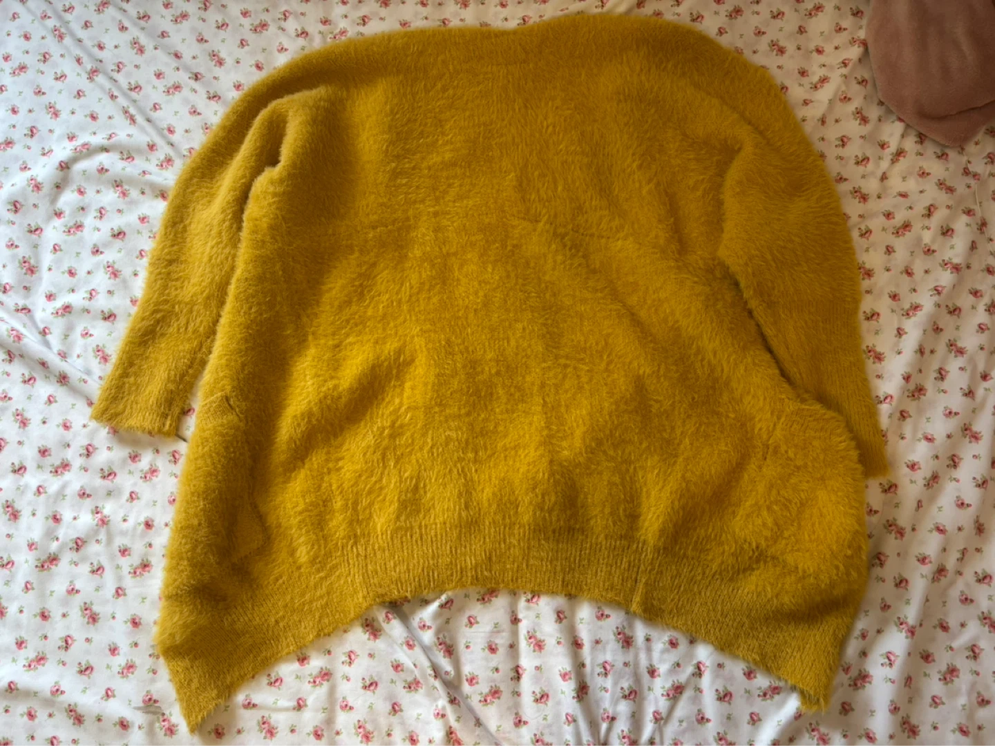 Pink Martini Mustard Yellow Fuzzy Cardigan Sweater - photo 2