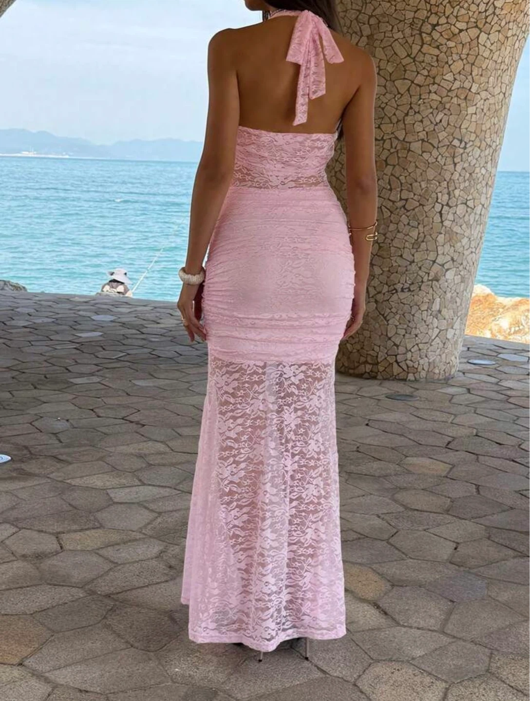 Lace Neck Hanging Lace Semi Transparent deess - photo 3