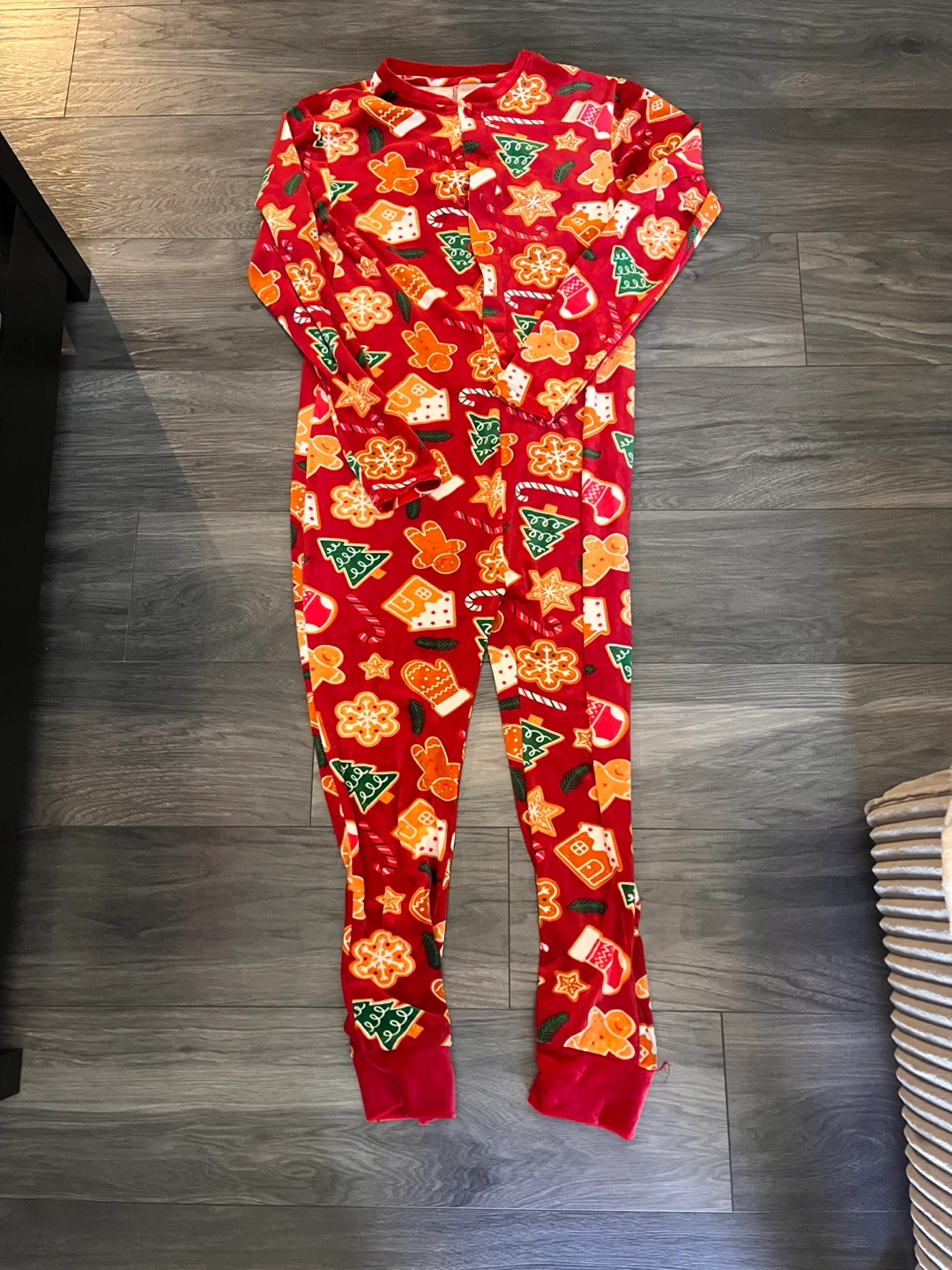 Small Fuzzy Christmas Gingerbread Pajama Onesie