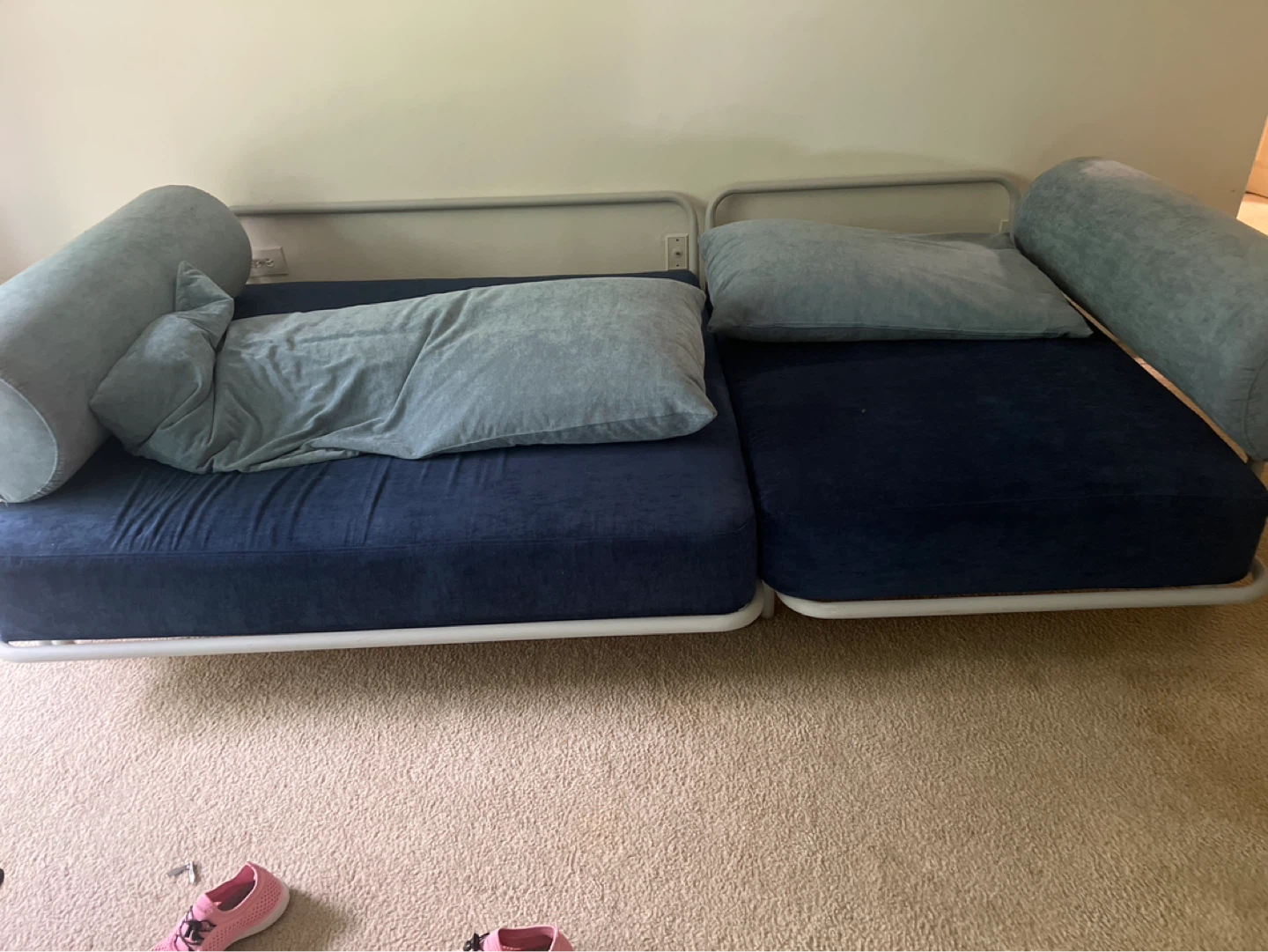 Blue Daybed Sofa with Pillows