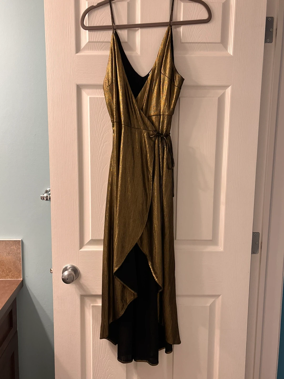 Lush Medium Gold Metallic Maxi Dress