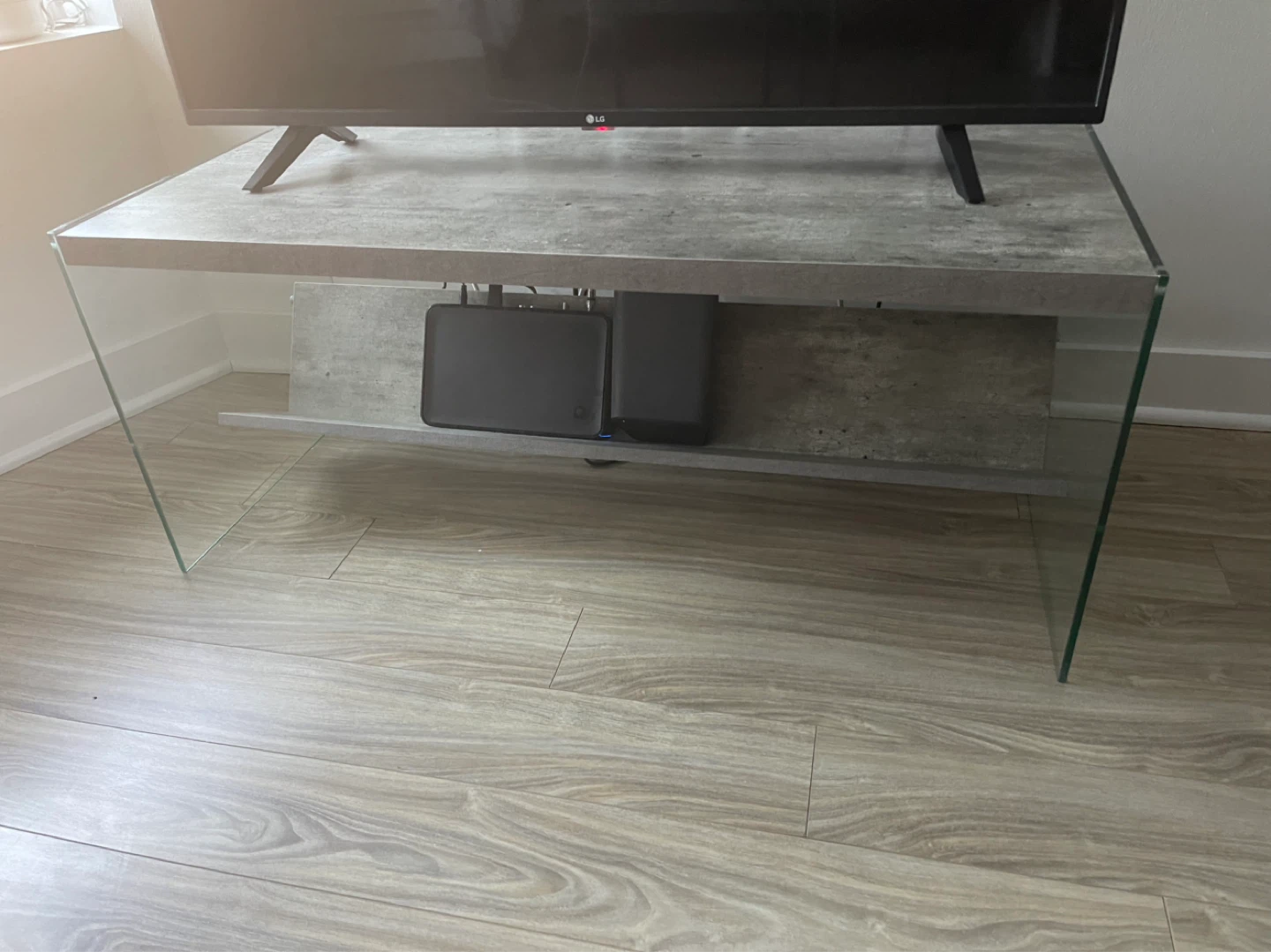 Modern Glass Entertainment Stand with Shelf - photo 2
