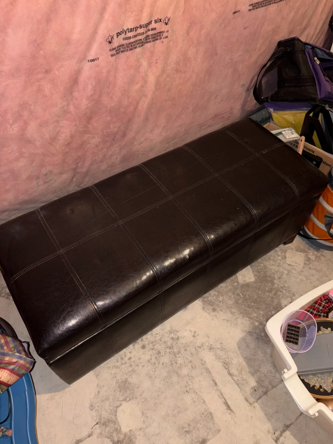 Brown Faux Leather Storage Ottoman Bench - photo 2
