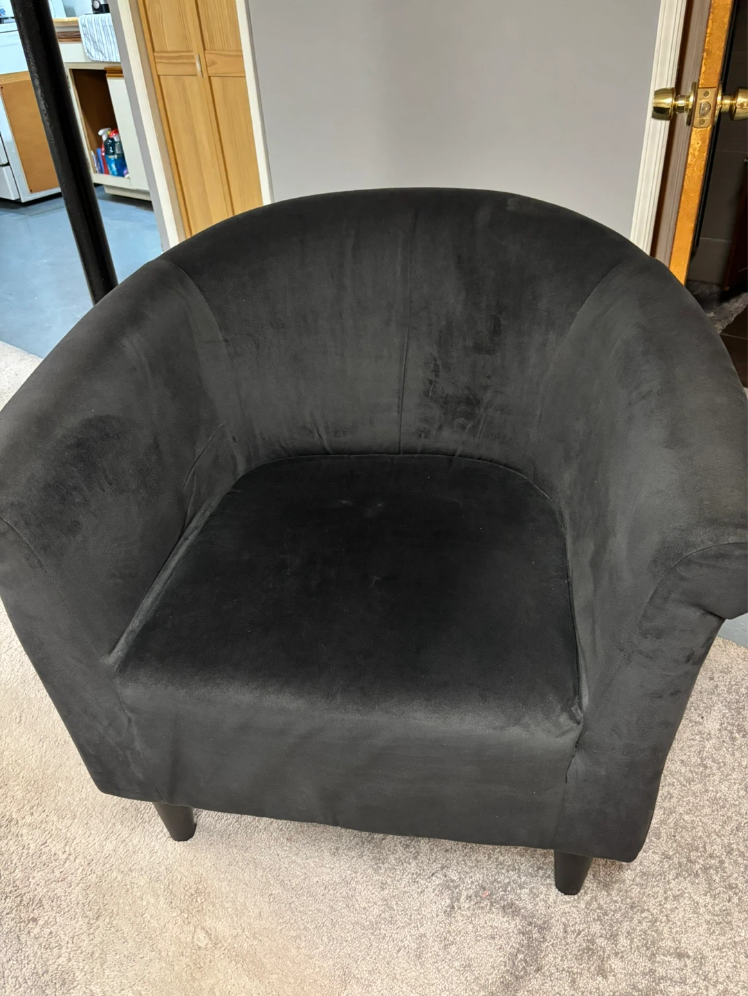 Black Velvet Barrel Chair - photo 2