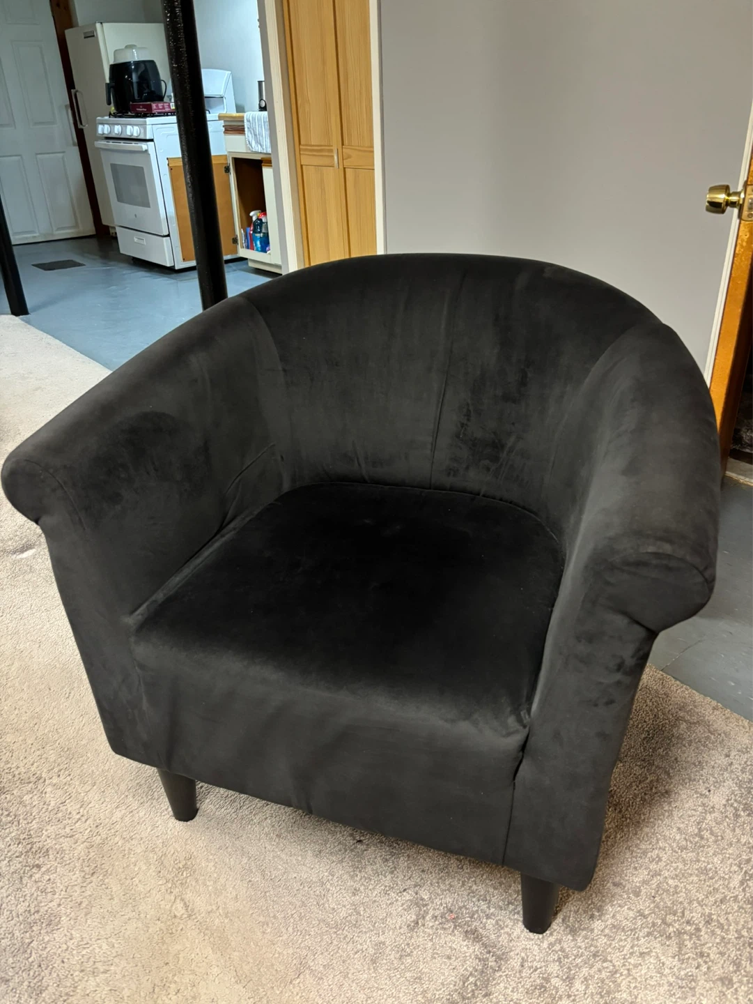 Black Velvet Barrel Chair