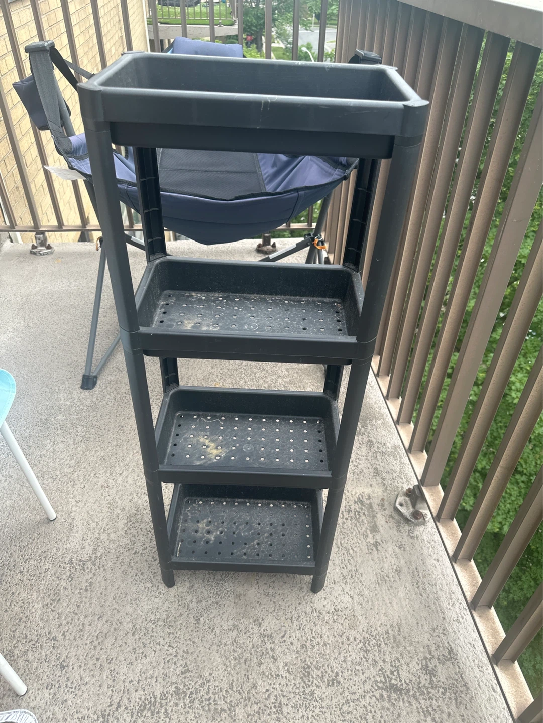 Black 4-Tier Plastic Shelf Unit