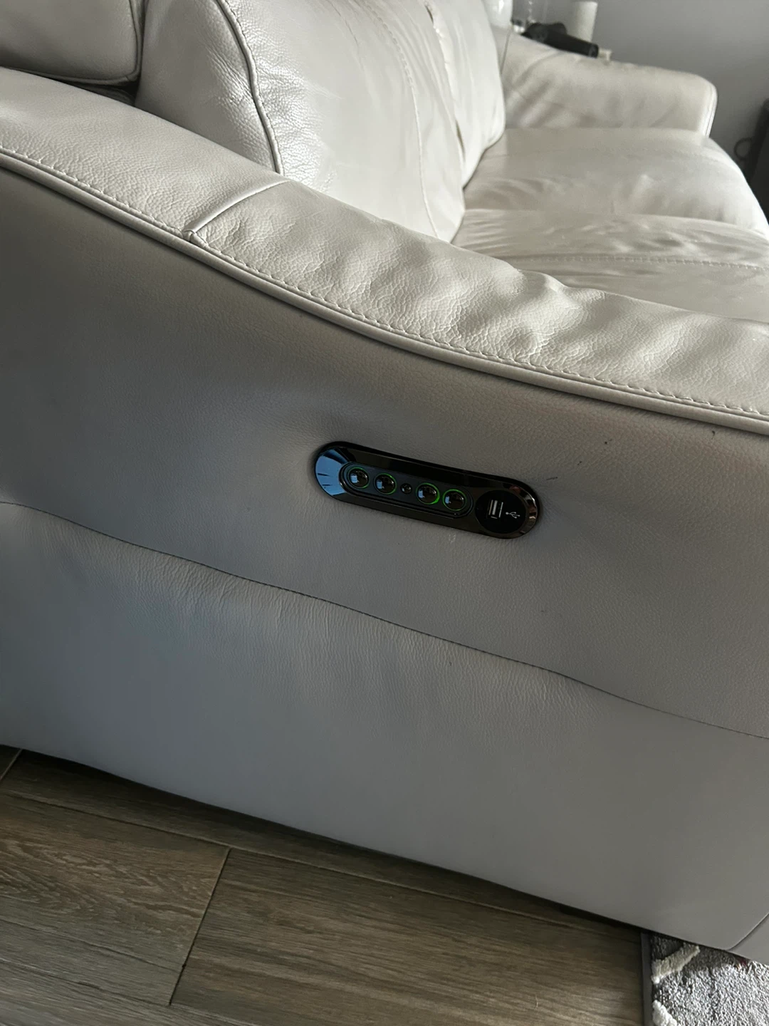 2 of the same Grey Leather Reclining Sofa with USB Ports - photo 4