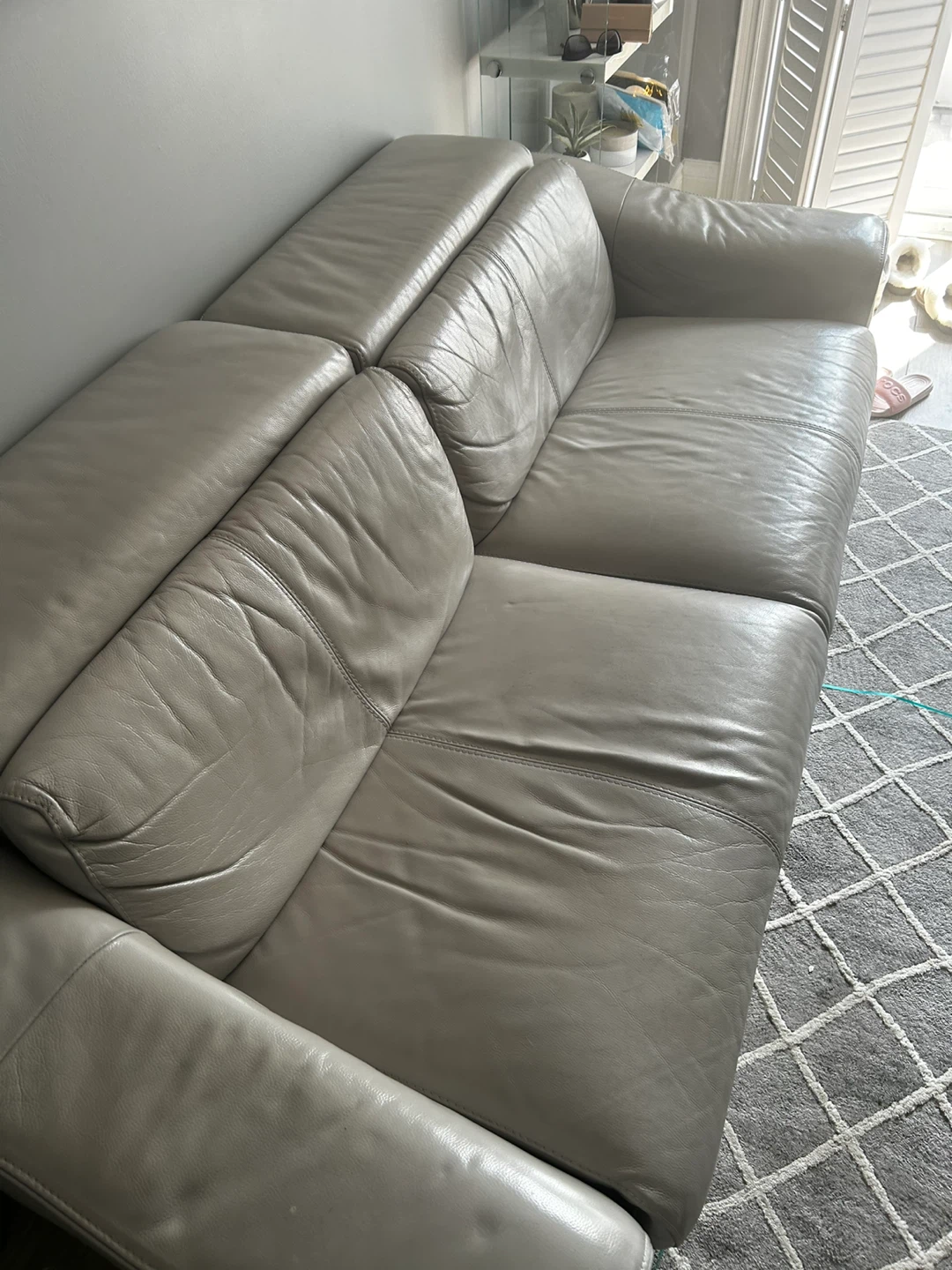 2 of the same Grey Leather Reclining Sofa with USB Ports - photo 2