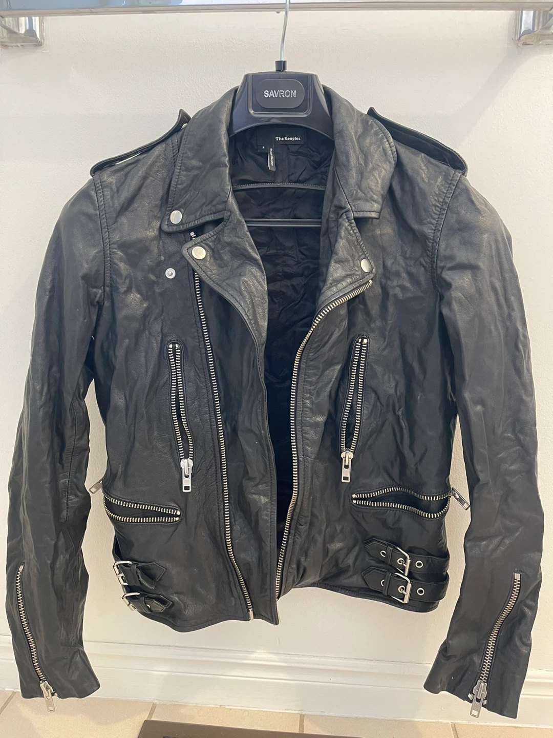 The Kooples Black Leather Biker Jacket Size S