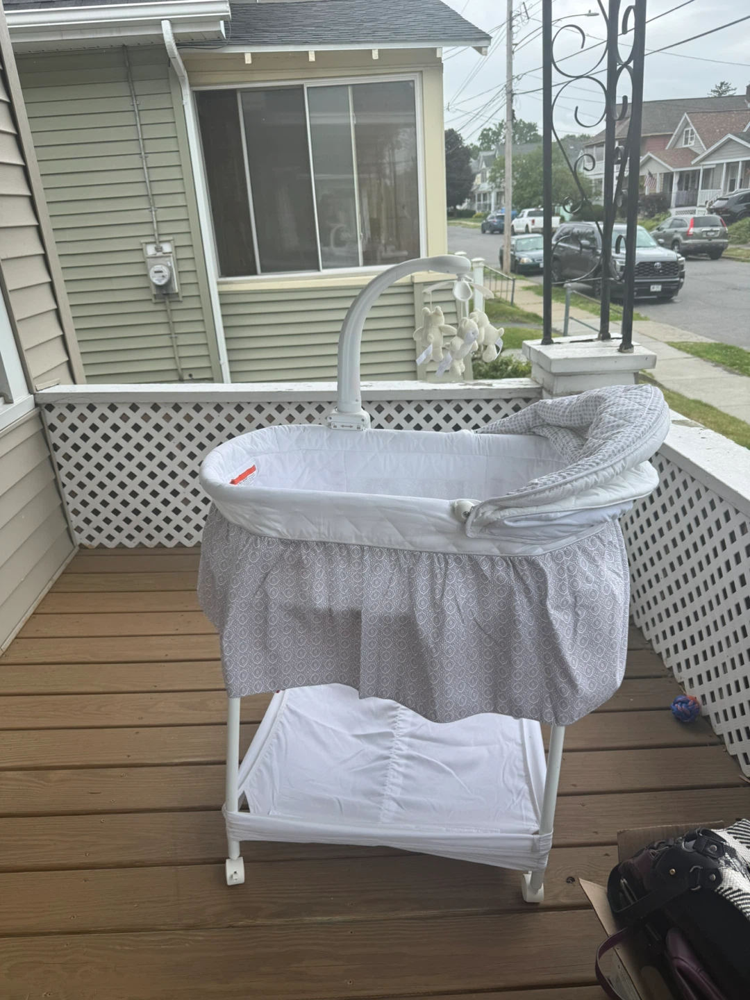 White Bassinet with Mobile