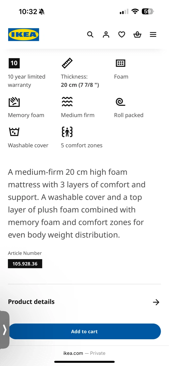 IKEA ÅKREHAMN Foam Mattress - Full - photo 3