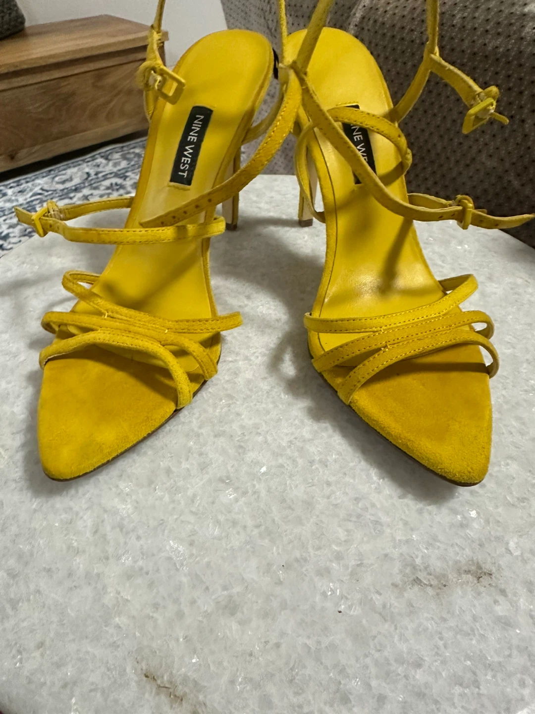 Nine West Yellow Suede Strappy Heels Size 7M - photo 5