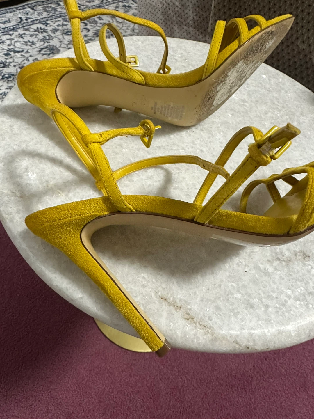 Nine West Yellow Suede Strappy Heels Size 7M - photo 2