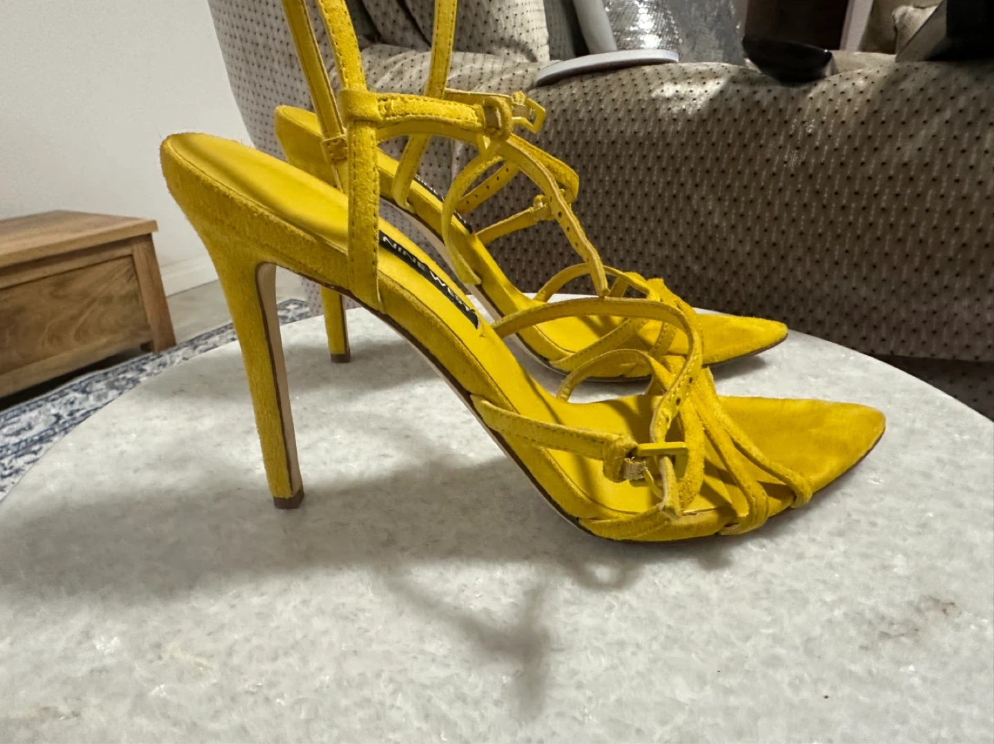 Nine West Yellow Suede Strappy Heels Size 7M - photo 4