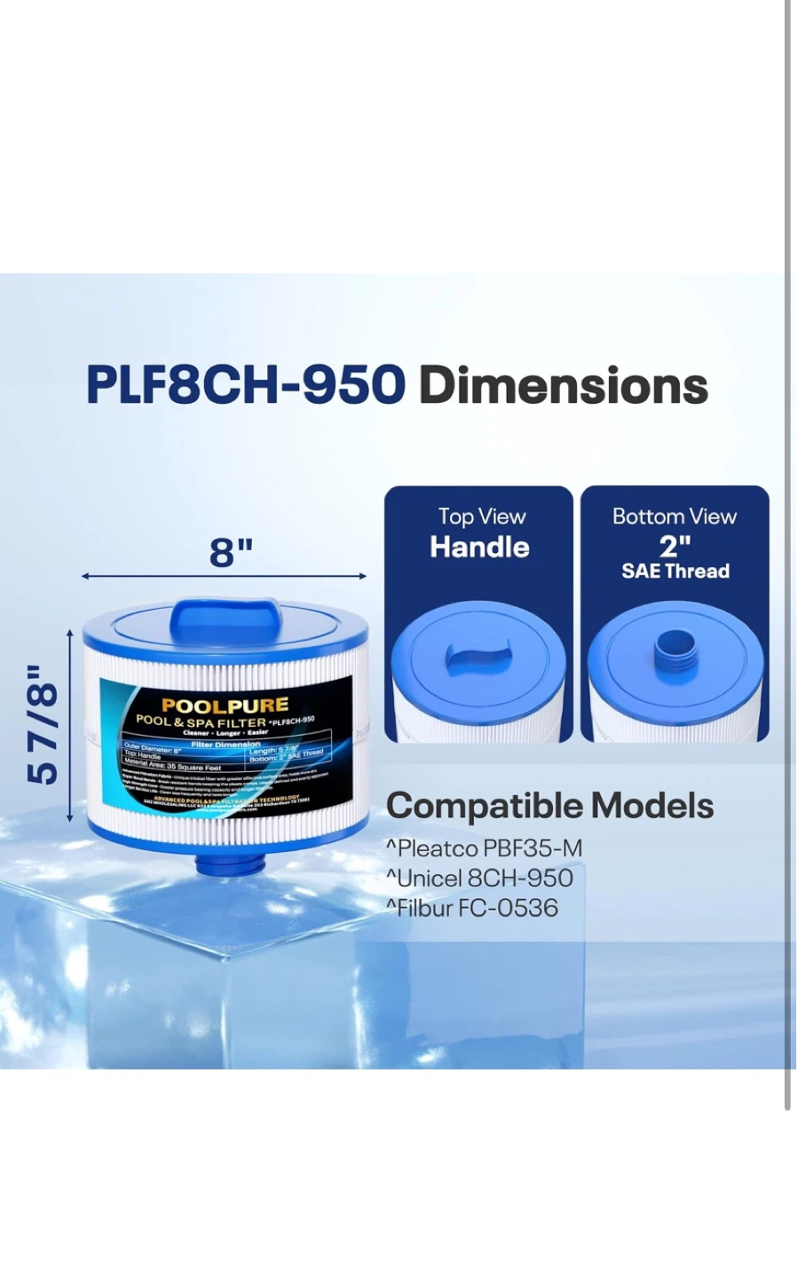 POOLPURE Pool & Spa Filter PLF8CH-950