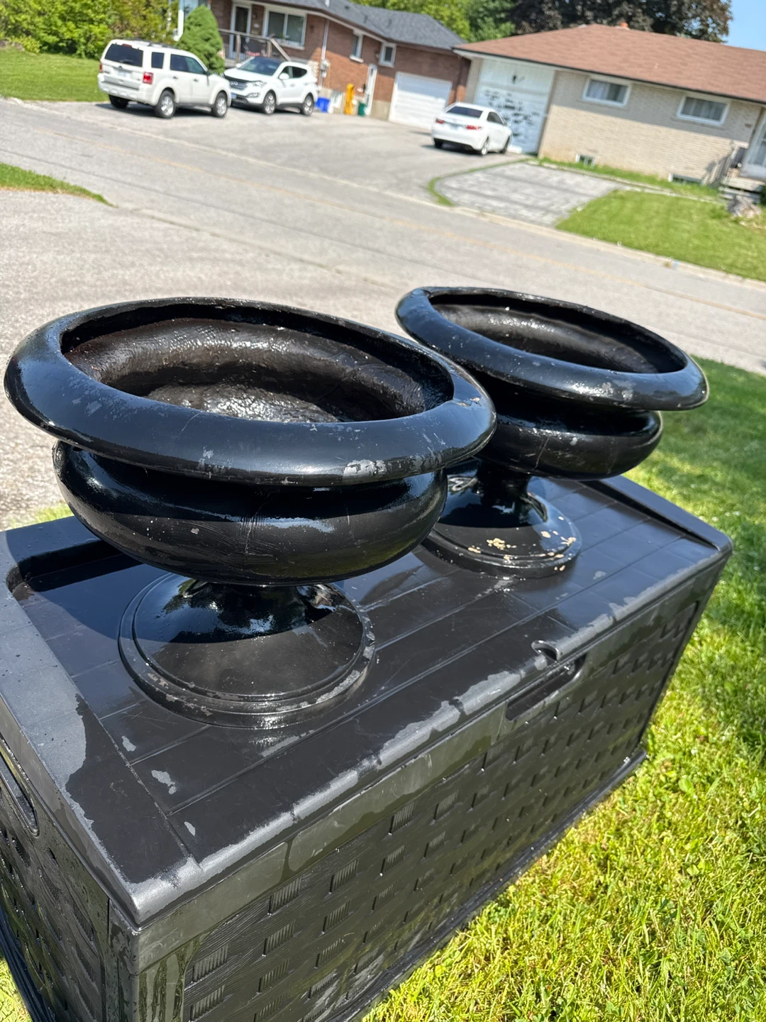 Pair of Black Urn Planters