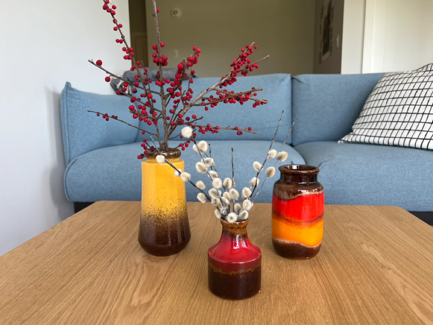 Set of 3 vintage West German Ceramic Vases