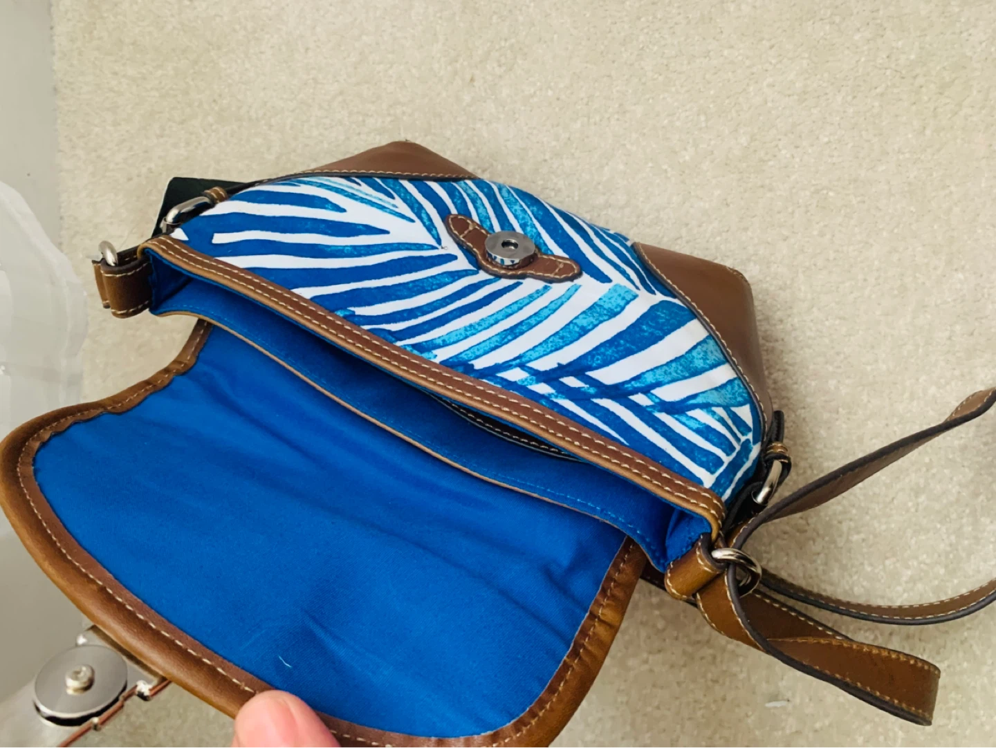 Chaps Crossbody Bag - Blue & Brown Pattern - photo 2