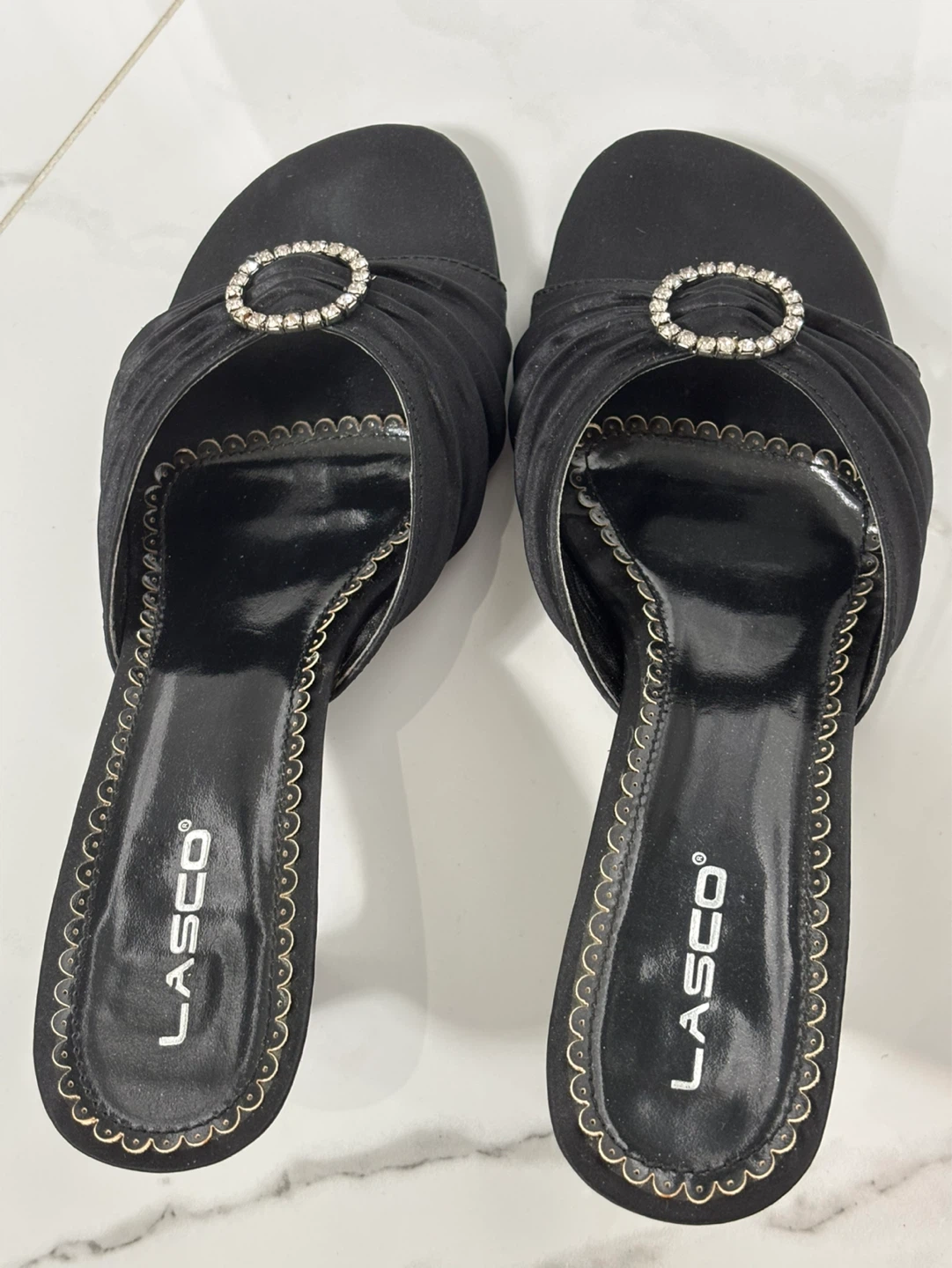 LASCO Black Embellished Heeled Sandals