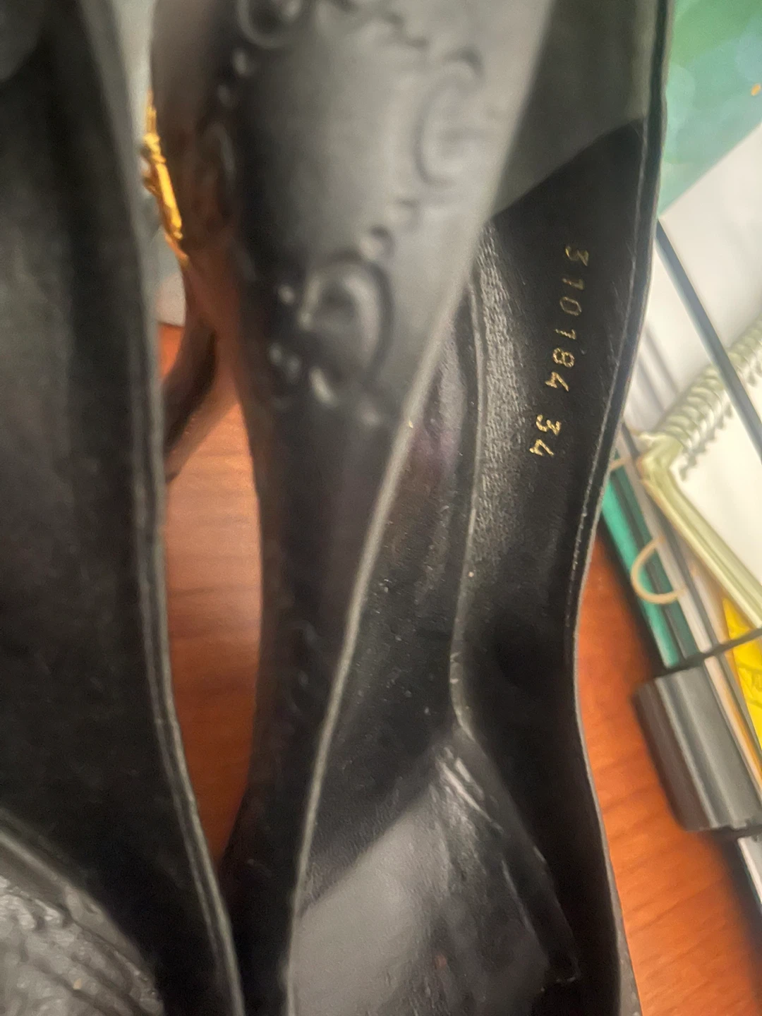 Gucci Black Embossed GG Heels Size 34 - photo 3