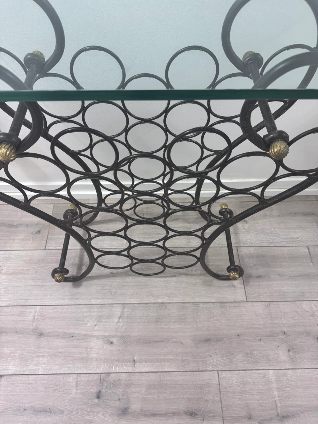 Glass Top Console Table with Wine Rack - photo 3
