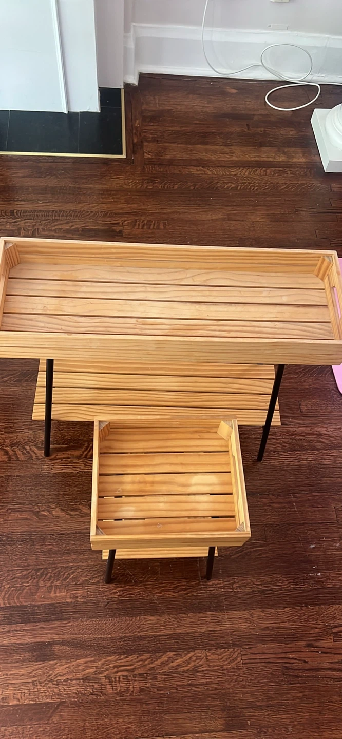 Wooden Plant Stand with Two Tiers - photo 3