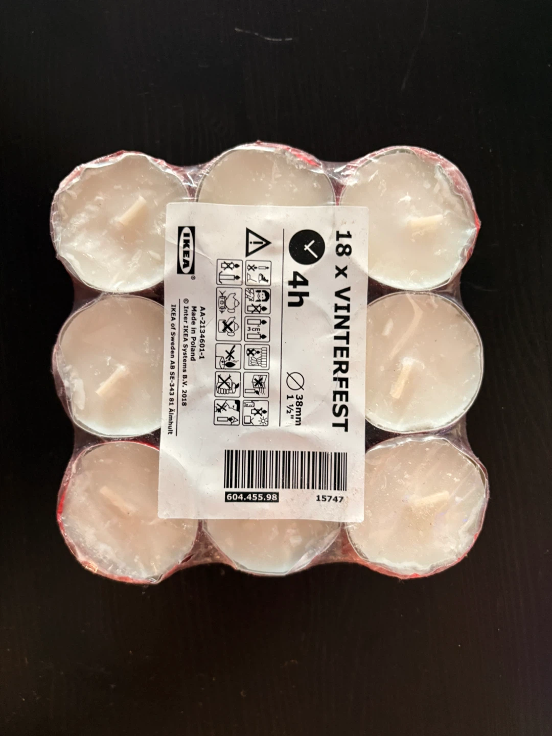 IKEA VINTERFEST Tealight Candles - 18 Pack