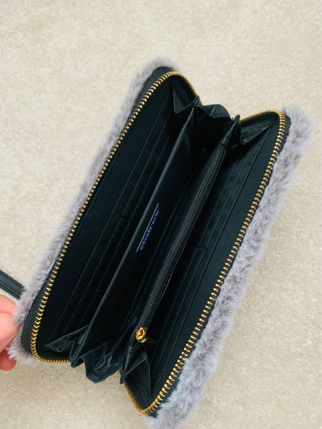 Grey Faux Fur Wristlet Wallet - photo 3