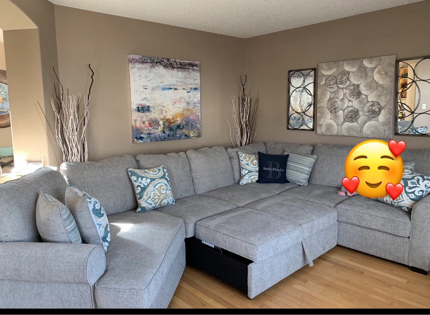 Grey Sectional Sofa with Storage - photo 2