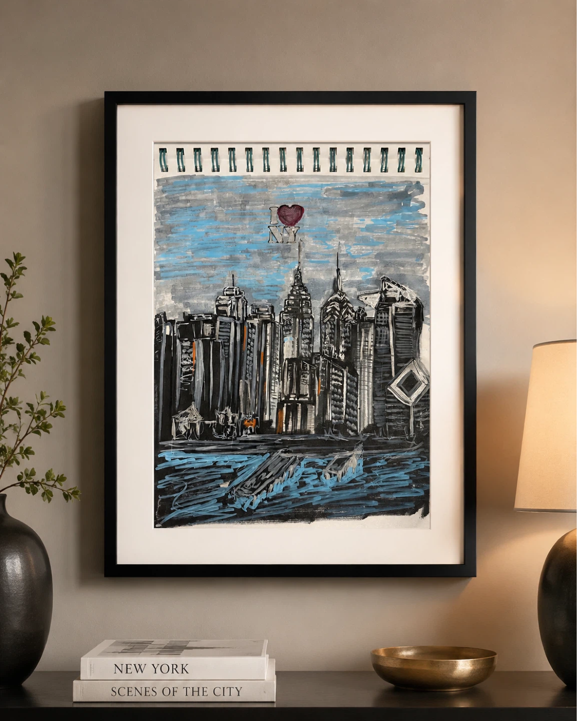 Framed New York City Skyline Artwork