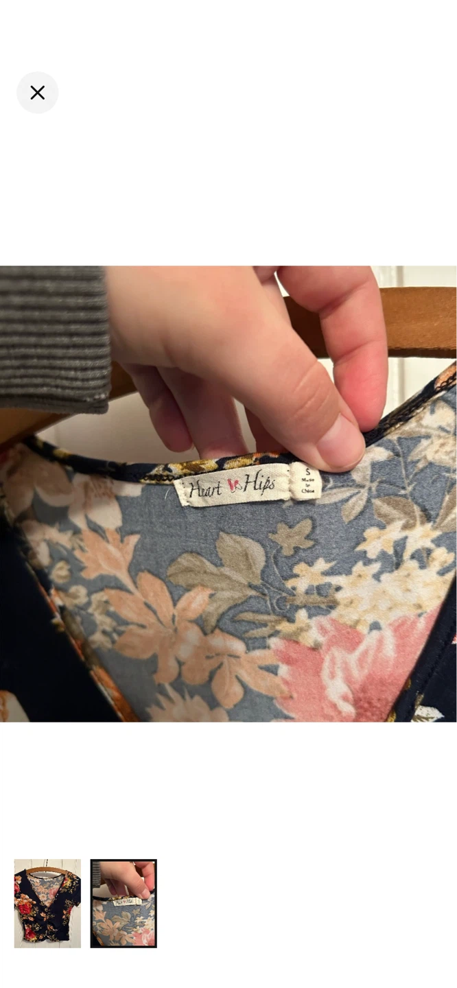 Heart & Hips Navy Floral Twist Front Crop Top - Size S - photo 2