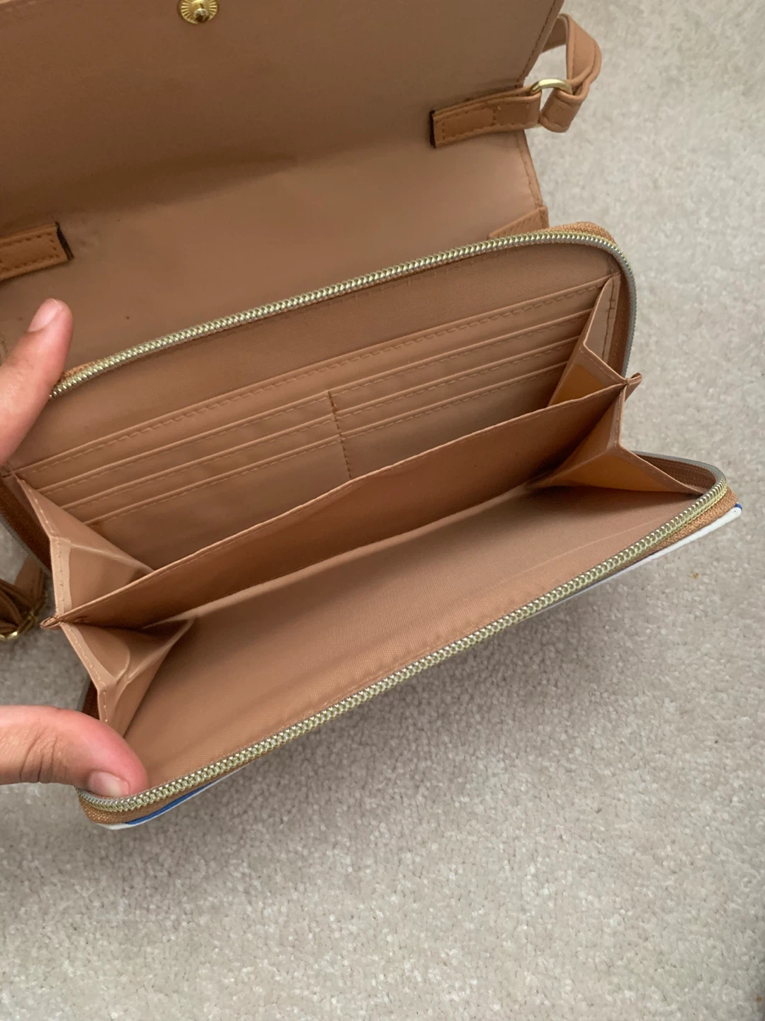 Brown Crossbody Wallet with Striped Detail - photo 2