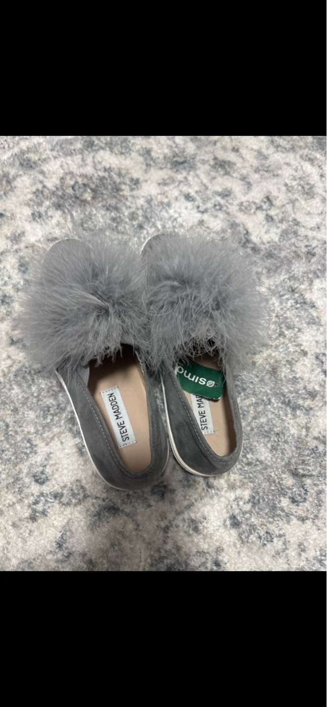 Brand new Steve Madden Grey Feather Slip-On Sneakers