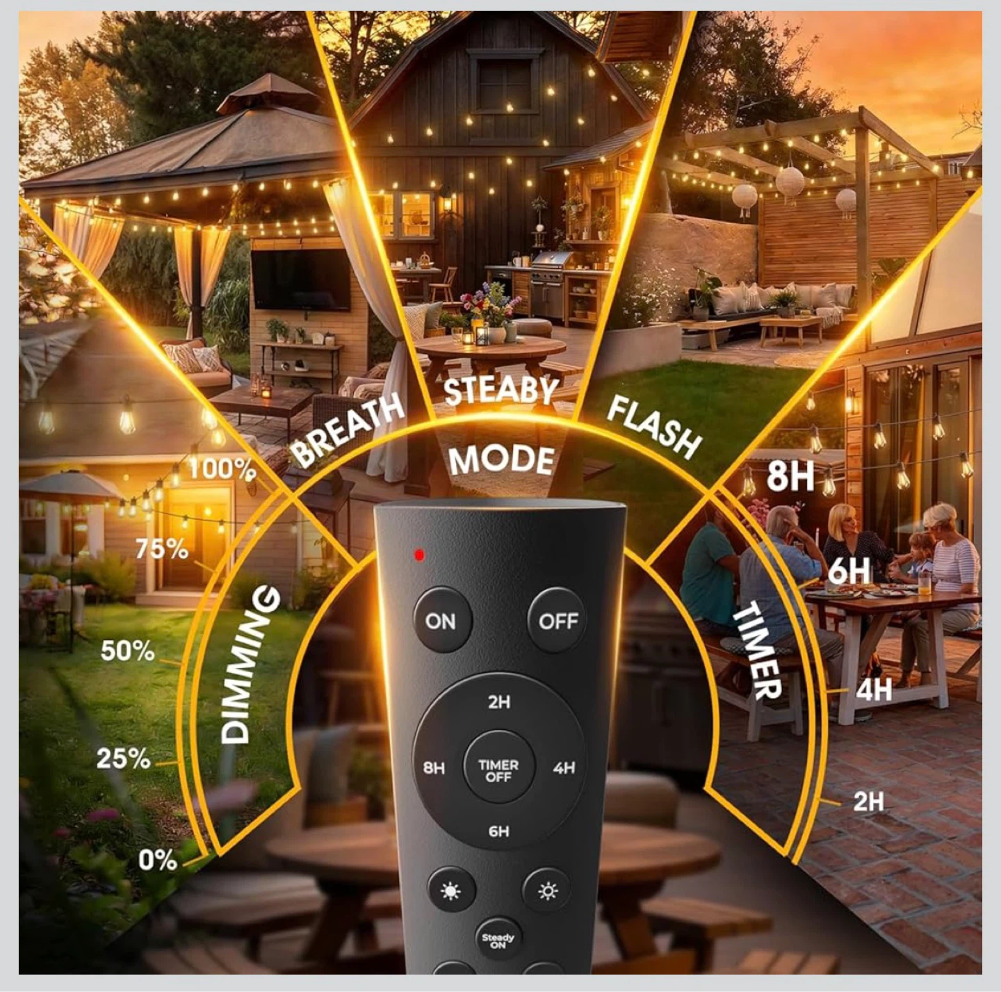 Outdoor String Deck Warerproof Light with Remote and Extra bulb - photo 4
