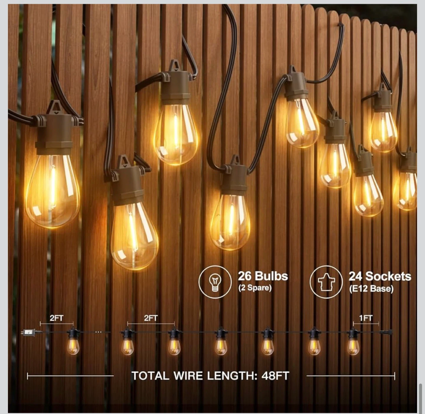 Outdoor String Deck Warerproof Light with Remote and Extra bulb - photo 3