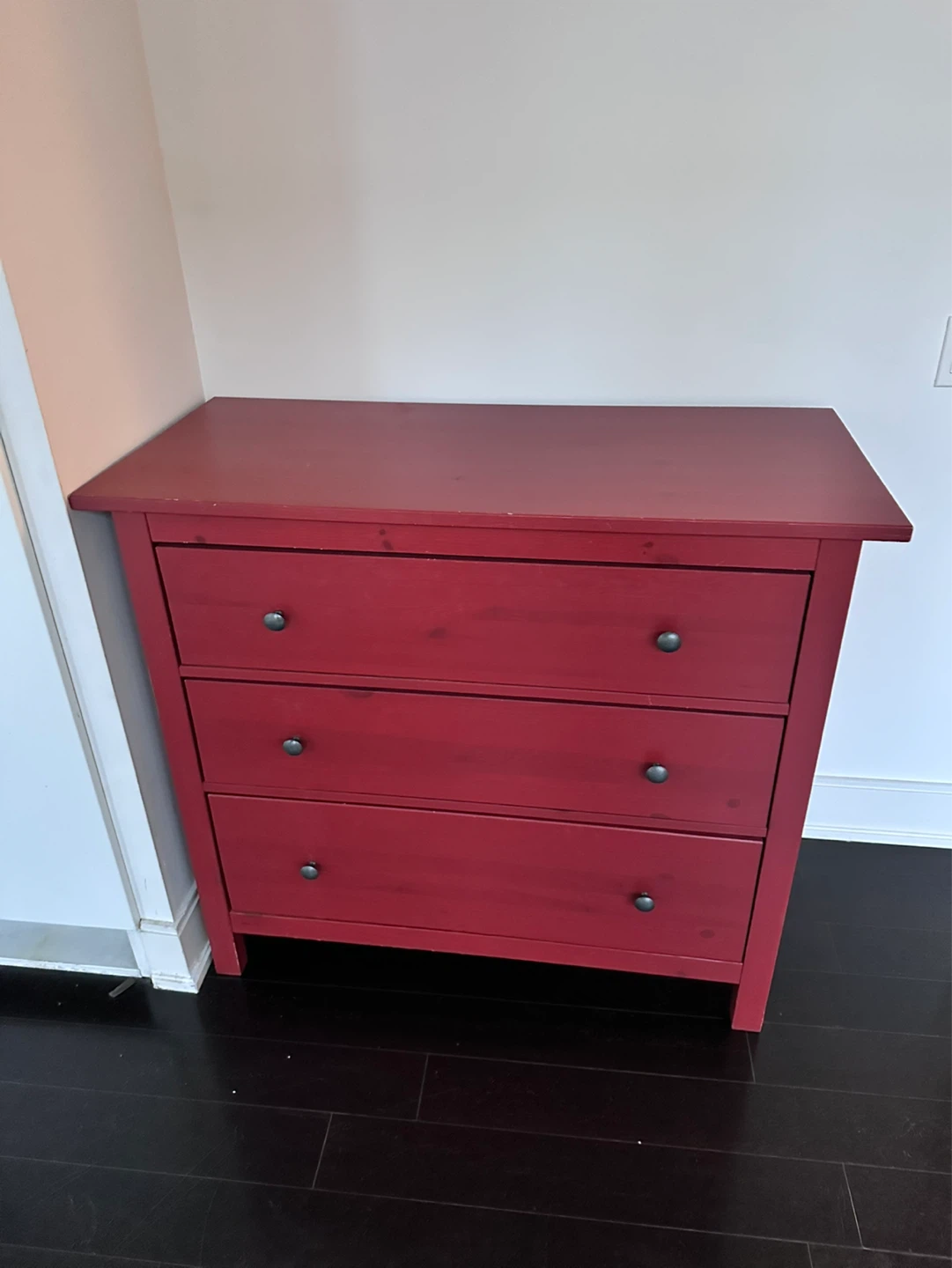Red 3-Drawer Dresser