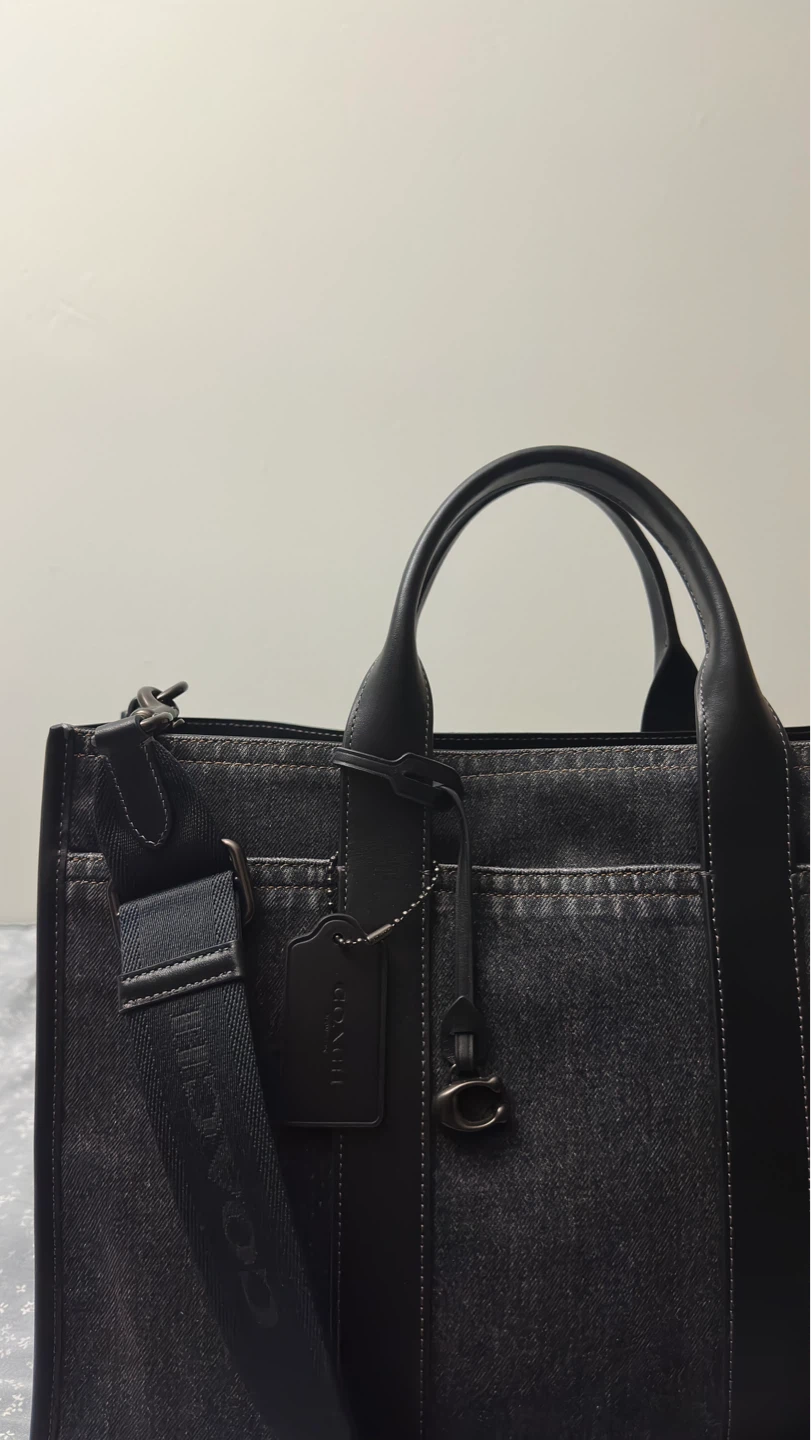 Coach Tote Bag Denim and Leather