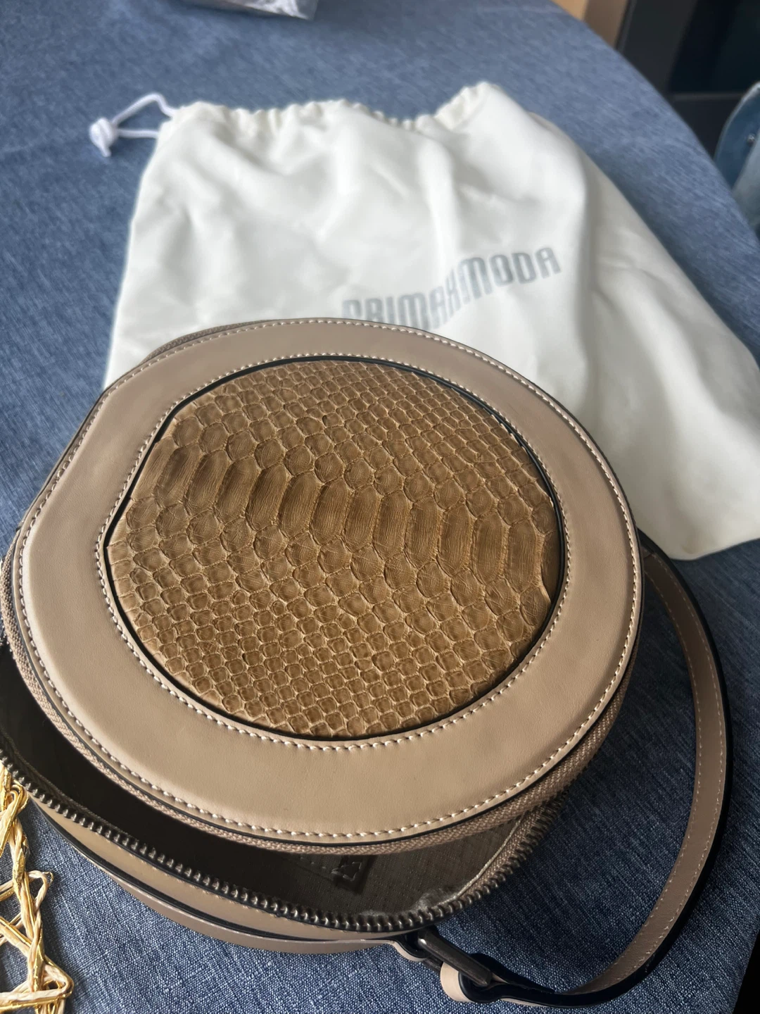 Prima Moda Round Bag with Snake Print Detail - photo 4
