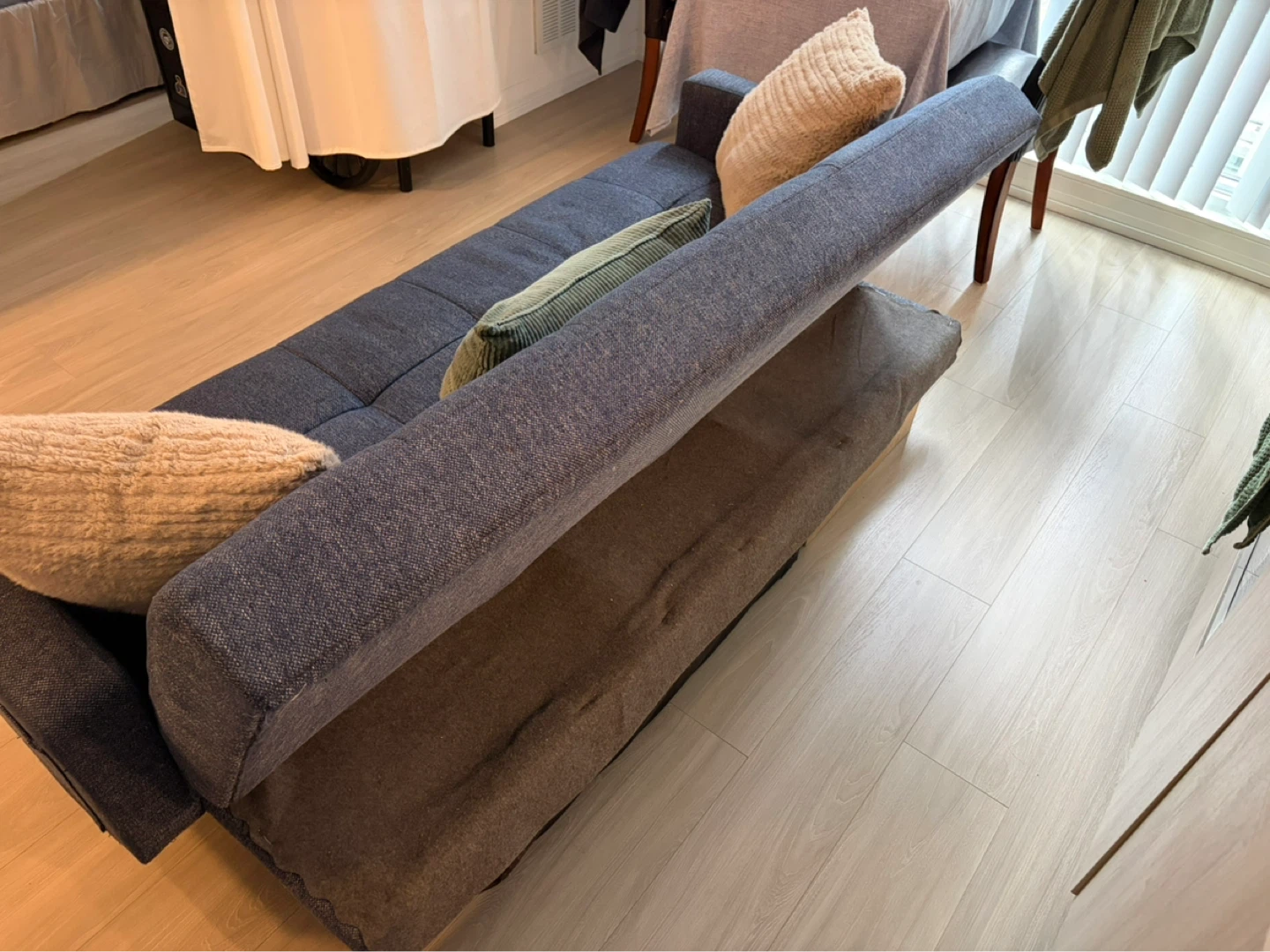 Dark Blue Sofa Bed with Tufted Cushions - photo 3