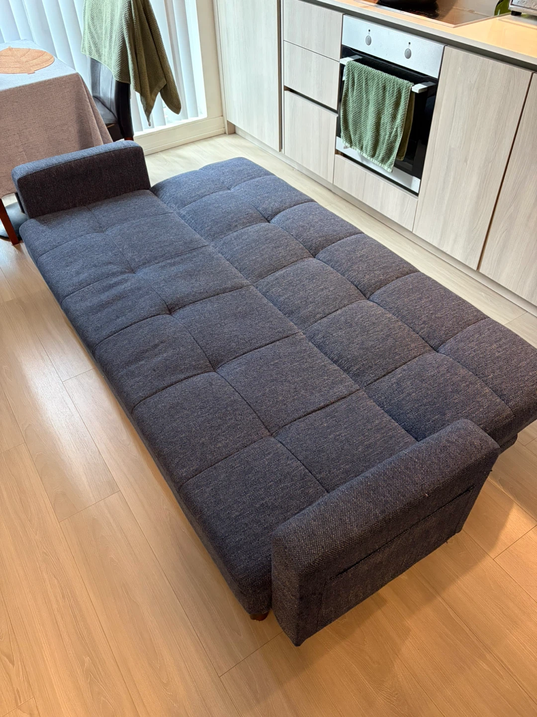 Dark Blue Sofa Bed with Tufted Cushions - photo 5