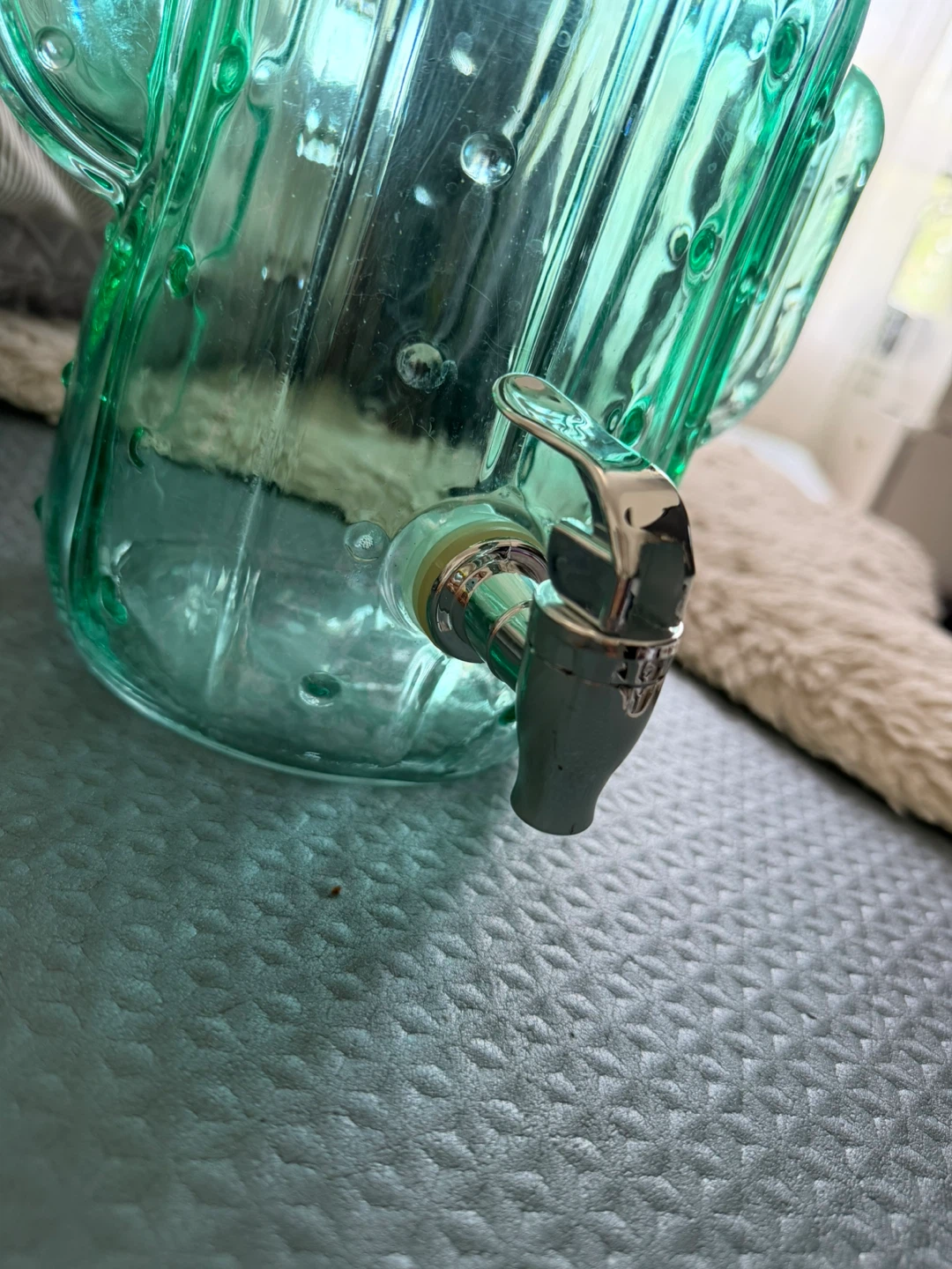 Green Glass Cactus Beverage Dispenser - photo 3