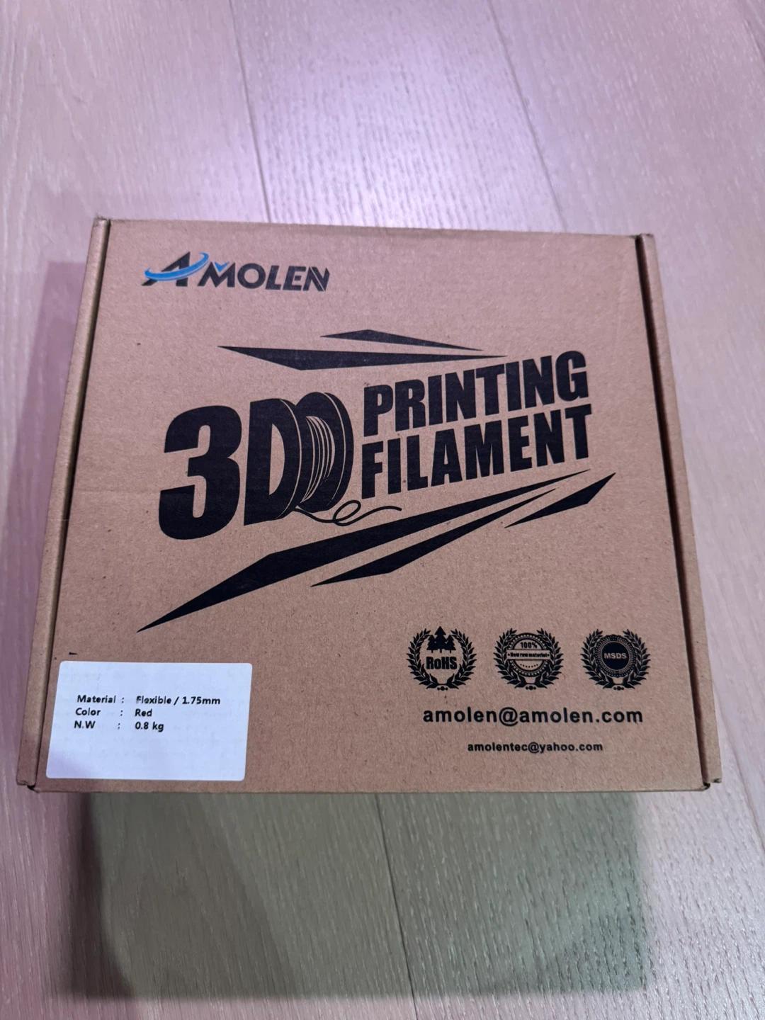 AMOLEN 3D Printing Filament Red Flexible 1.75mm