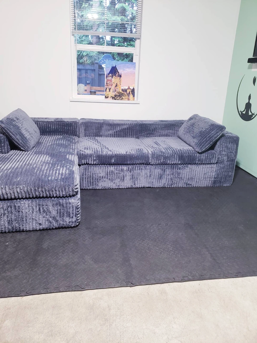 Grey Corduroy Sectional Couch