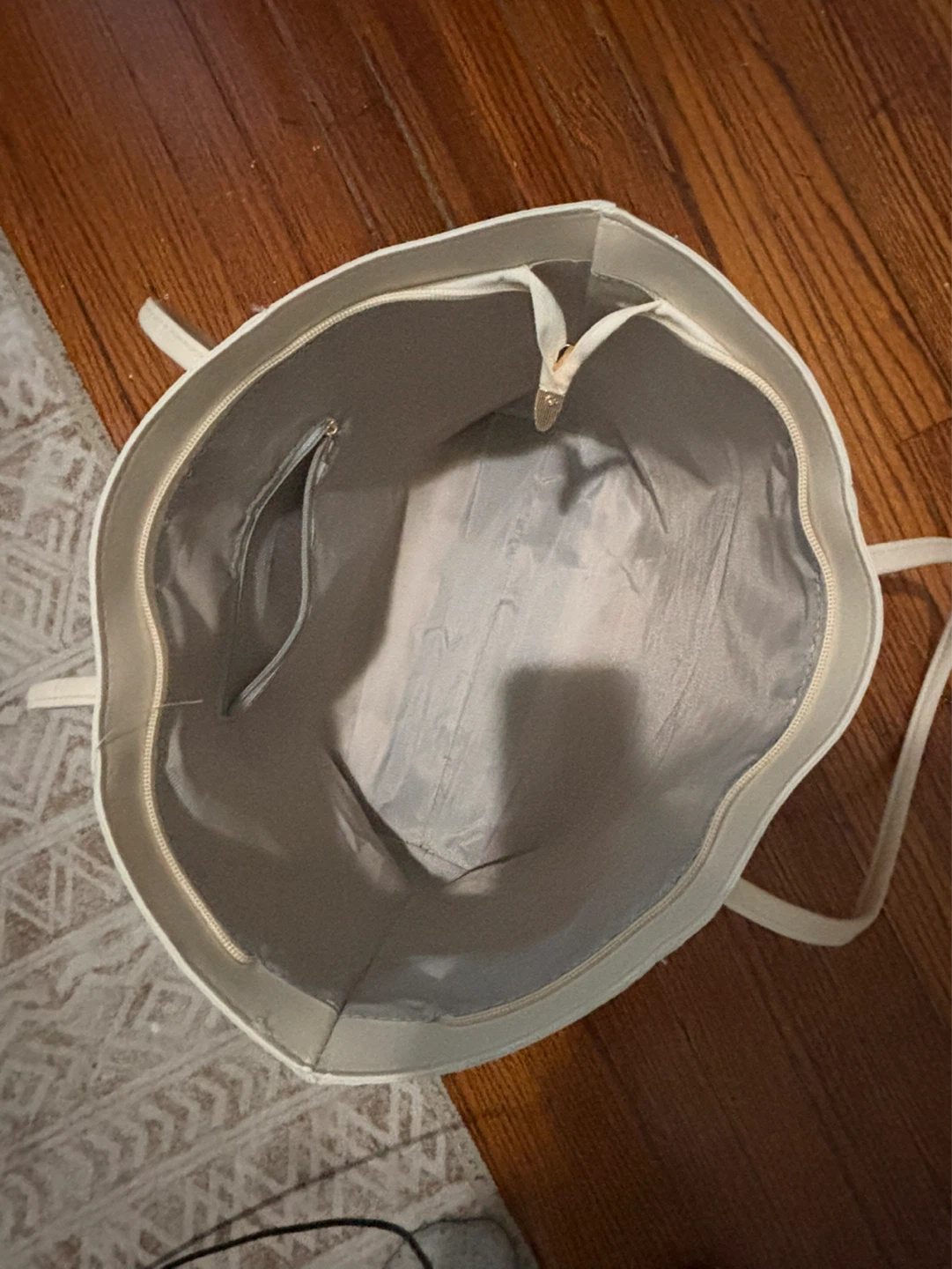 Beige Faux Leather Tote Bag
