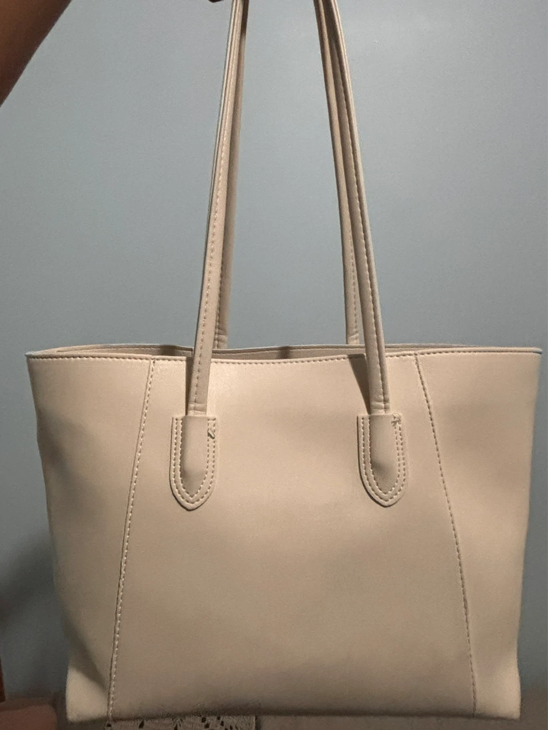 Beige Faux Leather Tote Bag - photo 2