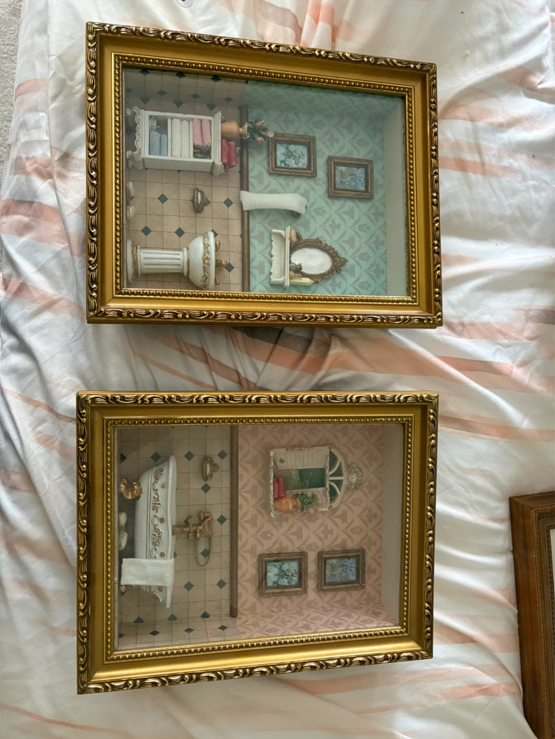 Set of 2 Miniature Bathroom Diorama Shadow Boxes - photo 2